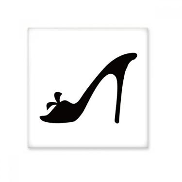 Imagem de Salto alto preto padrão flor contorno azulejo cerâmica brilhante decalque pedra adornada tijolo vitrificado