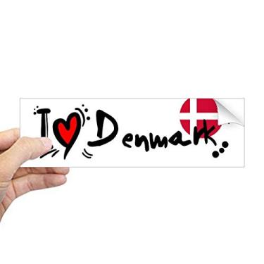 Imagem de DIYthinker I Love Denmark Palavra Bandeira Love Coração Ilustração Retangular Bumper Adesivo Notebook Janela Decalque