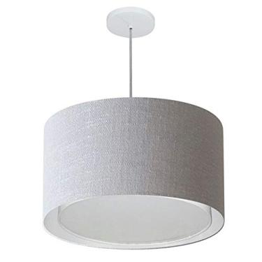 Imagem de Lustre Pendente Cilíndrico Duplo Cúpula Tecido 30/45x40 cm, Vivare Iluminação, Pendente4293 CZ, Cinza, Médio
