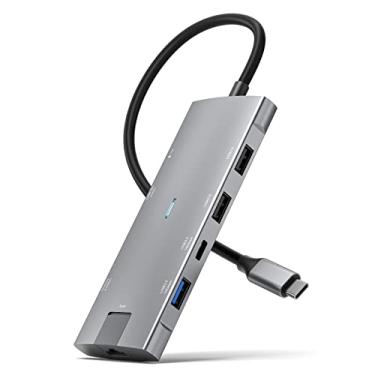 Imagem de Estação de ancoragem USB C de 10 Gbps, porta de dados USB 3.2 geração 2 10 Gbps, hub USB C 8 em 1 com HDMI 4K a 60Hz, Gigabit Ethernet, PD 100W, USB-C 3.2 10 Gbps de dados, Dock para MacBook Pro/Air