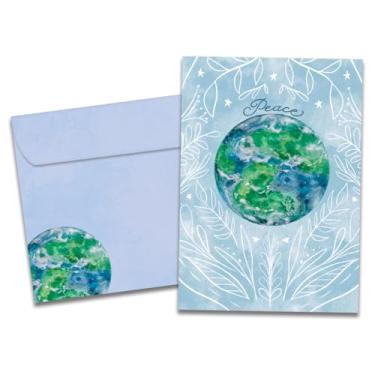 Imagem de Tree-Free Greetings Pacote com 10 envelopes correspondentes, ecológicos, feito nos EUA, 100% papel reciclado, 12,7 x 17,7 cm, Paz Mundial (HB54433)