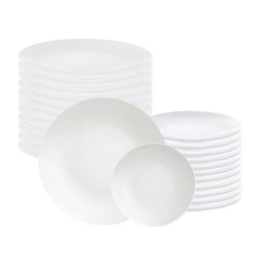 Imagem de Jogo de Pratos Rasos e Sobremesa 24 Peças Leonora em Porcelana Branco - Tramontina