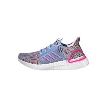 Imagem de adidas Tênis de caminhada unissex infantil Ultraboost 19 J, Azul brilhante/rosa choque/marrom ativo, 4