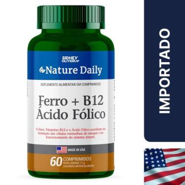 Imagem de Ácido Fólico, Ferro Com Vitamina B12 Made In Usa 60 Comprimidos Nature