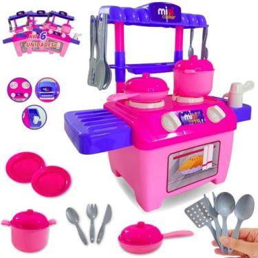 Imagem de Kit 6 Cozinha Infantil Com Pia Fogão Forno E Utensílios - Europio