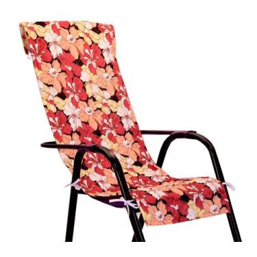 Imagem de Capa De Cadeira Espreguiçadeira Floral Vermelha - Deccoralle
