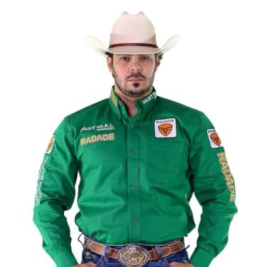 Imagem de Camisa Country Manga Longa Radade Brands Bordada Cowboy Texana (BR, Alfa, M, Regular, Verde)