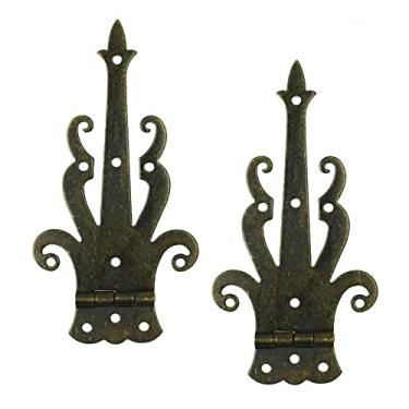 Imagem de Backwoods Provisions Conjunto de dobradiças com acabamento em bronze medieval de 5 a 12,7 cm para armários, baús e mais