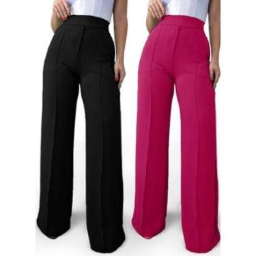 Imagem de Kit 02 Calça Feminina Pantalona Tecido Duna Atacado-Feminino