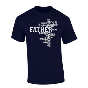 Imagem de Camiseta gráfica adulta de manga curta com estampa de apelidos dos pais Memorável Dia dos Pais Apelidos da Paternidade, Azul marino, G