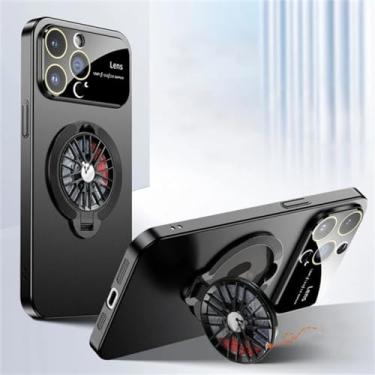 Imagem de Lente de vidro com suporte de anel magnético protege capas de telefone para iPhone 15 Pro Case 14 Plus 13 12 11 Max Capa de carga sem fio, preta, para iPhone 13 ProMax