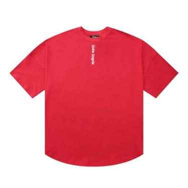 Imagem de Camiseta Pa manga curta cor doce casual versátil gola redonda manga curta, Vermelho, XG