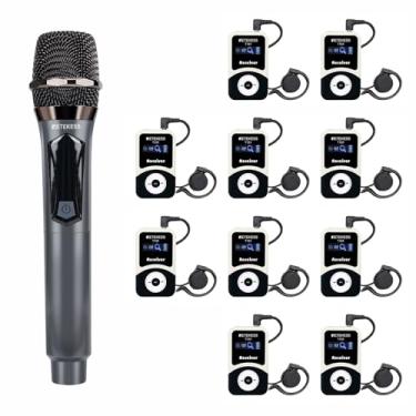 Imagem de Sistema de guia turístico sem fio Retekess T130 MIC, microfone dinâmico, 100m/328 pés, sistema de interpretação para tour de fábrica (1 transmissor 10 receptor)