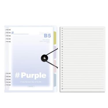 Imagem de Joucien Caderno de grade horizontal simples e engrossado com fichário de metal destacável-B5 roxo/horizontal/60 folhas