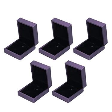 Imagem de Conjunto de 5 caixas de embalagem para joias, caixa organizadora de pulseira macia, estojo de exposição de brincos com inserção de esponja, suporte de colar pequeno para proposta de noivado de casamen