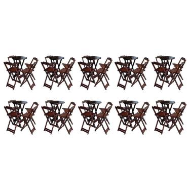 Imagem de Kit 10 Jogos De Mesa Bistrô De Madeira Com 4 Cadeiras Dobravel Ideal Para Bar E Restaurante Imbuia
