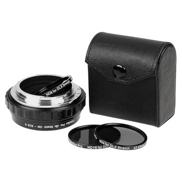 Imagem de Fotodiox Adaptador de lente elástica DLX – Compatível com lentes Olympus Zuiko (OM) de 35 mm para câmeras sem espelho EOS R/RF Mount com helicoide de focagem macro e filtros magnéticos Drop-in