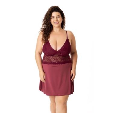 Imagem de KIT 2 Camisolas Plus Size Sensual Sem Bojo Detalhe em Renda Lingerie Feminina Pijama Sexy Linha Noite