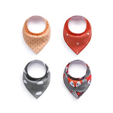 Imagem de Babadores Bandana Baba Bebê 4 Peças Babadores Bebê para Meninos Meninas Unissex Babadores Infantis Conjunto para Dentição e Baba Babadores Recém-nascidos Ajustáveis e Absorventes
