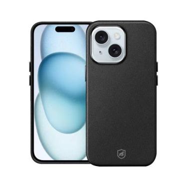 Imagem de Capa case capinha para iPhone 15 - Couro Dual Magsafe - Preta - Gshiel