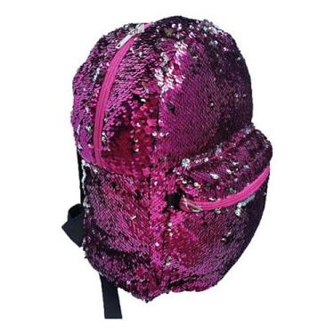 Imagem de Mochila Costas Rosa e Prata Paete Fashion Clio Girls
