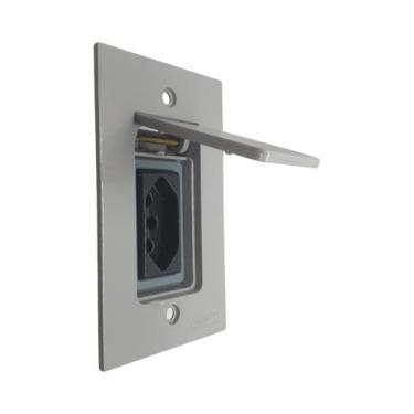 Imagem de Tampa Piso Alumínio 4x2 Tramontina Módulo Liz, Preto 10A