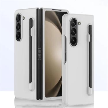 Imagem de Capa Feel Slim para Samsung Galaxy Z Fold 6 Fold 5 com suporte para caneta Stylus Capa dura de proteção plástica dobrável, branca (sem filme), para Samsung Z Fold 5