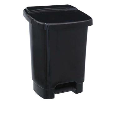 Imagem de Lixeira Com Pedal E Fixador Para Saco De Lixo 35L Preta