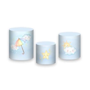 Imagem de Trio de Capas de Cilindro - Chuva de Amor Aquarela Azul 002 - Via Core