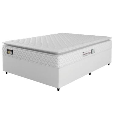 Imagem de Cama Box Colchão Espuma D33 Pillow Top New Millenium Branco Hellen – Suporta Até 120 Kg Por Pessoa (casal)