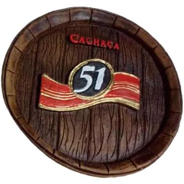 Imagem de Tampa De Barril Artesanal Grande Em Alto Relevo Cachaça 51 - Retrofenn