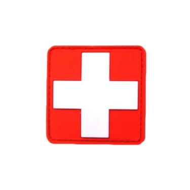 Imagem de Ruoming Ruoming 1 peça exterior 3D PVC borracha macia cruz de emergência médica, emblema de gancho de resgate, emblema de moral, acessório DIY (vermelho 1)