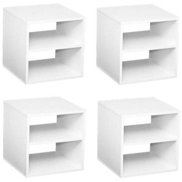 Imagem de Conjunto 4 Nichos Cubo com 1 Prateleira Montana Kit Cubos Baby Espress