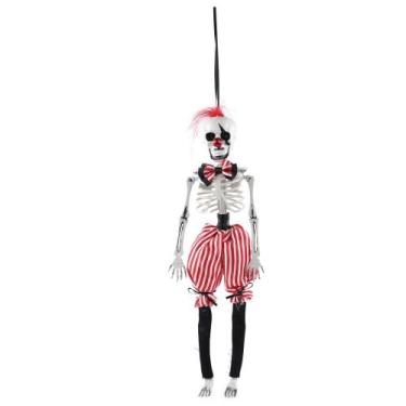 Imagem de Esqueleto palhaco halloween vermelho preto e branco 40cm - Cromus