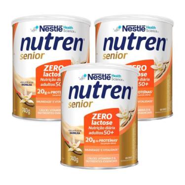 Imagem de Kit 3 Nutren Senior Complemento Alimentar Baunilha Zero Lactose 740g