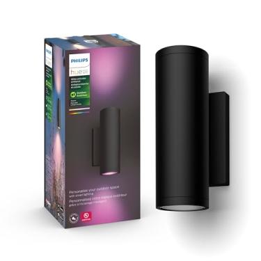 Imagem de Philips Hue Luminária de parede externa com aparência de ambiente branco e colorido (Hue Hub necessário, compatível com Alexa, Apple Homekit e Google Assistant), preta