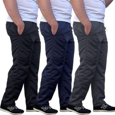 Imagem de Kit 2 Calça Tactel Lisas Masculina Sem Forro Uniforme Academia - Kad, 