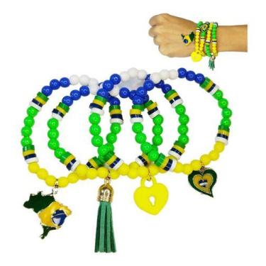 Imagem de Kit Pulseira Do Brasil Copa Do Mundo Torcedor Miçanga 4 Unid - Anita R
