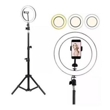 Imagem de Kit 2 Ring Light Iluminador Led 12 Polegada 30cm + Tripé 2,10m Profiss