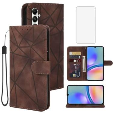 Imagem de Tothedu Capa para Galaxy A05S, capa carteira para Samsung A05S SM-A057F com protetor de tela de vidro temperado, suporte de couro flip para cartão de crédito e alça para celular para Samsung Galaxy