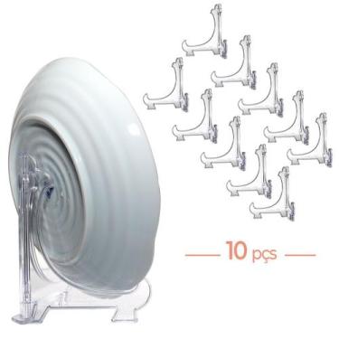 Imagem de Kit 10 Peças Suporte P/ Pratos Acrílico Transparente 17,5cm