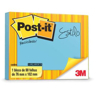 Imagem de Bloco de Recado POST-IT 657 AZUL RECL. 76X102MM 90FL - 3M