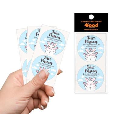 Imagem de 50 Etiquetas Adesivas  Feliz Páscoa   Adesivos Recebidos  4Cm - 4FOOD 