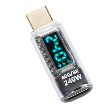 Imagem de Medidor de Energia do Adaptador USB C Com Display Digital, Conector PD 240W USB C Macho para Fêmea para Dispositivos IOS, Display LED Inteligente de Tensão de Suporte, Corrente e