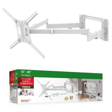 Imagem de Barkan Suporte de parede branco para TV de 101,6 cm de comprimento, braço duplo articulado de 13 a 203 cm – Suporte de tela com 4 movimentos, suporta até 50 kg, extra estável, serve para LCD OLED de LED