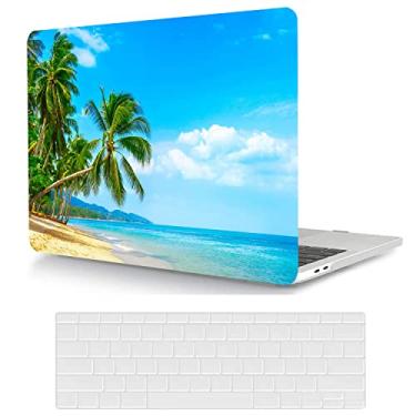 Imagem de Capa MacBook de 12 polegadas 2017-2015 A1534 Retina Display, capa protetora rígida de plástico e capa de teclado - praia e palmeira