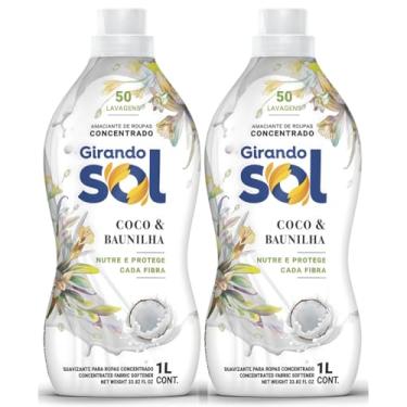 Imagem de Kit Amaciante Concentrado Girando Sol Coco e Baunilha 1 Litro, 2 Unidades, Rende 100 Lavagens Tipos