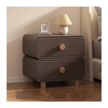 Imagem de Mesa de cabeceira, mesa de cabeceira, simples, moderna, para casa, armário pequeno, de madeira, mesa de cabeceira, armário de armazenamento de cor sólida, duas gavetas, móveis de cabeceira, moldura