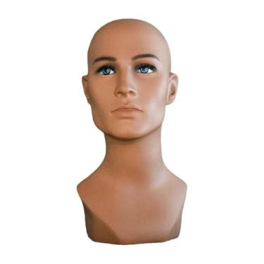 Imagem de harayaa Cabeça de manequim masculino careca, suporte de exibição de peruca, multiuso, suporte de peruca, cabeça de manequim para exibição, fone de ouvido,