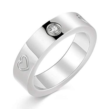 Imagem de PDWZNBA Anel de Amizade Banhado a Ouro 18 K Zircônia Cúbica Banhado a Rosa Aço Inoxidável Aliança de Casamento Joias Presentes de Aniversário para Mulheres Adolescentes Tamanho de 6 a 10 Prata